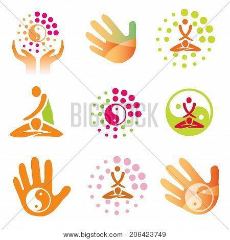 Set of massage, wellnes and spa icons. Vector available.