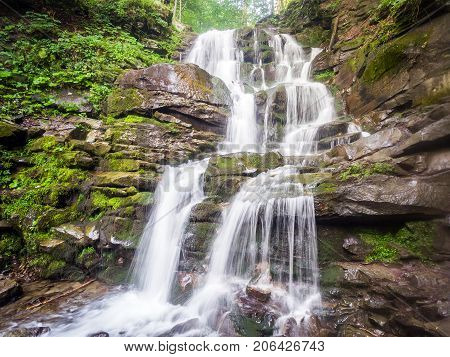 Beautiful place Shipot waterfall in the Carpathians, Ukraine