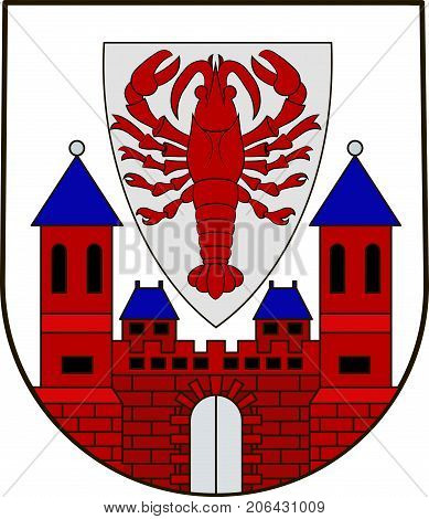 Coat of arms of Cottbus is a university city in Brandenburg Germany. Vector illustration from the "Heraldry of the World" authors and compilers Olga Bortnik Ivan Rezko 2008