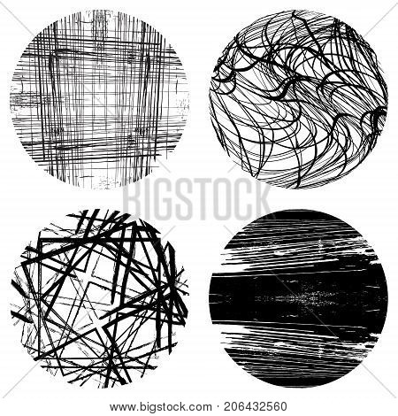 Distressed Lines  Black Set Overlay Texture For Your Design. EPS10 vector.