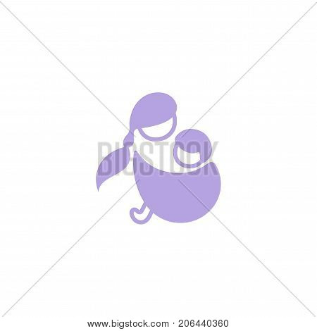 Vector logo mother with her baby in sling. Sling logotype