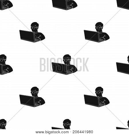 Computer hacker icon in black design isolated on white background. Hackers and hacking symbol stock vector illustration.