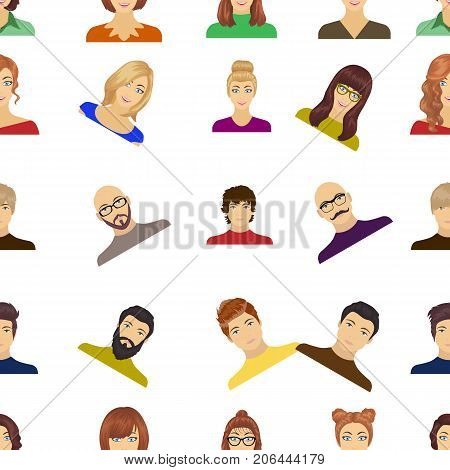 Appearance of the girl in glasses, a guy with a hairdo, a bald man with a beard and other varieties of face. Faces and appearance set collection icons in cartoon style vector symbol stock illustration .