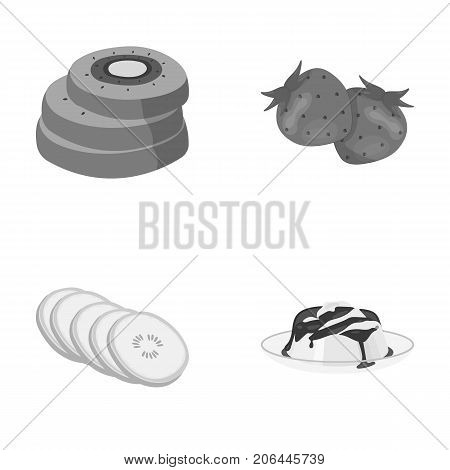 Fruits and other food. Food set collection icons in monochrome style vector symbol stock illustration .