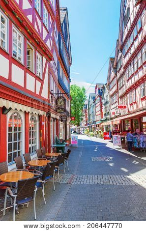 City Street In The Old Town Of Herborn, Germany