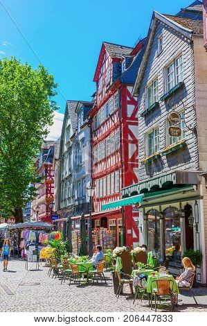 Restaurants In The Old Town Of Herborn, Germany