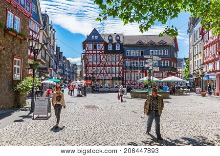 Square In The Old Town Of Herborn, Germany