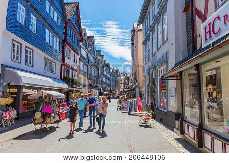 Shopping Street In The Old Town Of Herborn, Germany