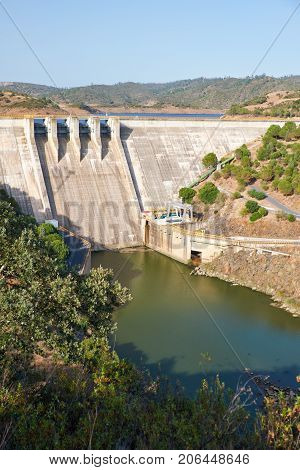 Pomarao Dam And Hydroelectric Power Station On Chanza Reservoir Near River Guadiana  Between Portuga