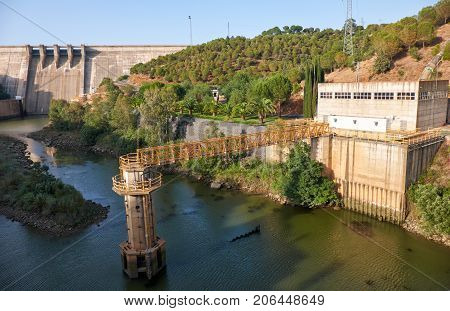 Pomarao Dam And Hydroelectric Power Station On Chanza Reservoir Near River Guadiana  Between Portuga