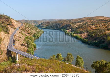 The Lower Guadiana International Bridge On The Boundary Between Portugal And Spain