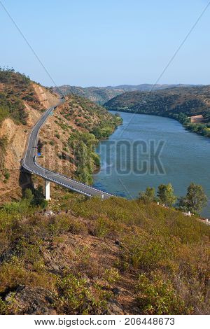 The Lower Guadiana International Bridge On The Boundary Between Portugal And Spain