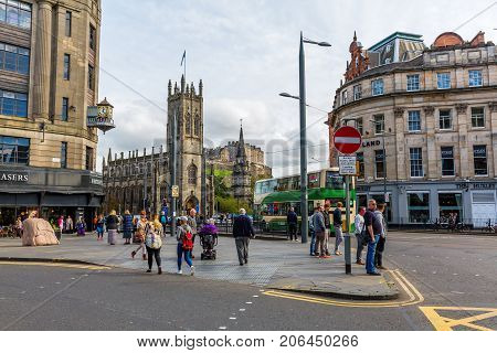 Junction Of Hope And Queensferry Street In Edinburgh, Uk