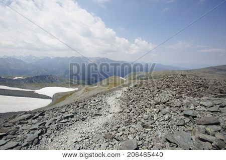 Path Descent From The Pass Karaturek, Mountain Altai