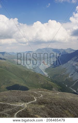 Mountain Mother Of The World And Jarlu Valley. Altai Mountains Landscape