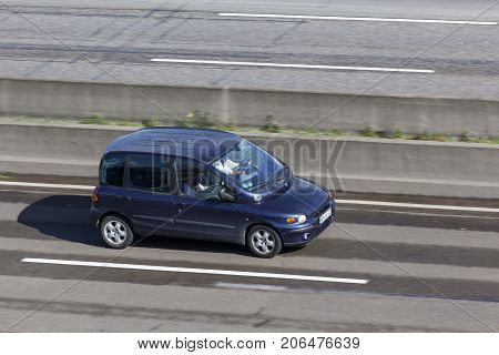 Frankfurt Germany - Sep 19 2017: Compact italian MPV Fiat Multipla driving on the highway in Germany