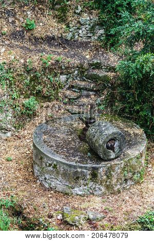 historical Mill wheel abandoned in south ou france