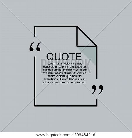Quote element design. Commas, note, message and comment. Design element similar to quote. Text, commas, quote and note. Motivation and inspiration. Quote citation.