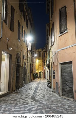 Cesena (Emilia Romagna Italy): old street at evening