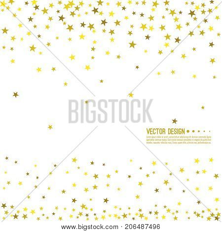 Falling gold stars. Abstract vector background with starry. The template for festivals, holiday and anniversary cards. Wallpaper. Starfall.