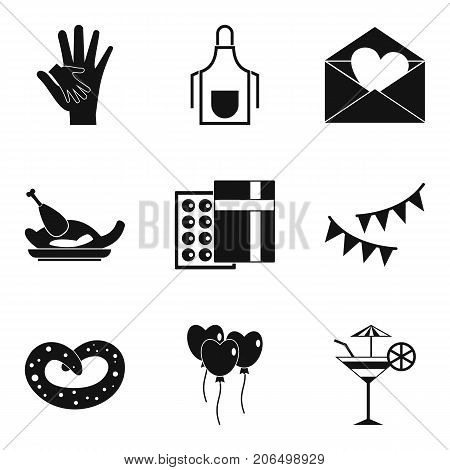 Pleasant evening icons set. Simple set of 9 pleasant evening vector icons for web isolated on white background