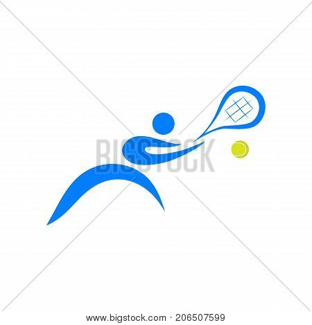 Tennis Player With Racket And Ball; Logo, Icon Design Vector Illustration