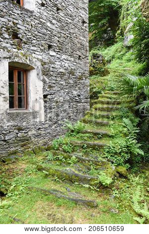 Cevio, Switzerland - 20 July 2017: Typical grotto at Cevio on Maggia valley in the Swiss alps