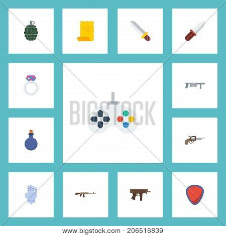 Flat Icons Dynamite, Gloves, Protection And Other Vector Elements