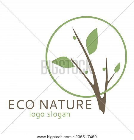 Branch and leaves ecological style logo nature