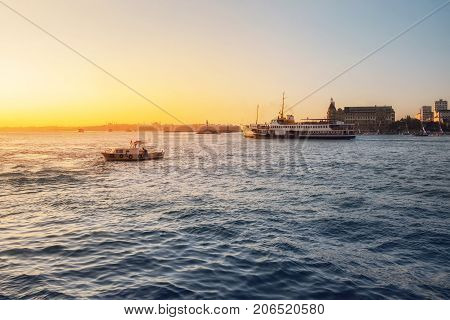 The view on the Bosphorus form Istanbul seaside