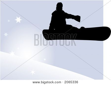 Silhouetted Snowboarder