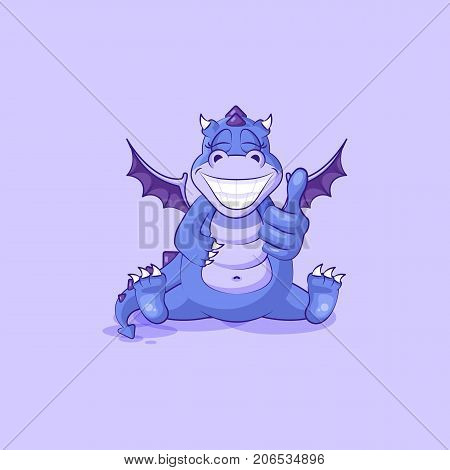 Vector Stock Illustration isolated Emoji character cartoon dragon dinosaur approves with thumb up sticker emoticon for site, info graphics, video, animation, websites, mails, newsletters, reports
