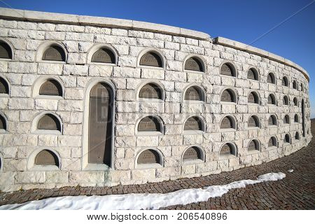 Vicenza, Vi, Italy - December 8, 2015: War Memorial Of First War World Called Ossario Monte Grappa.