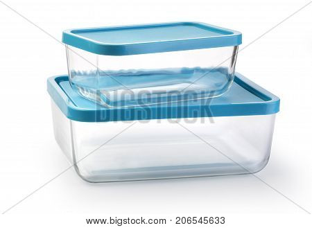 glass food container isolated on white background with clipping path