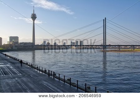 Dsseldorf Fernsehturm Landscape Germany City Bridge Europe Travel