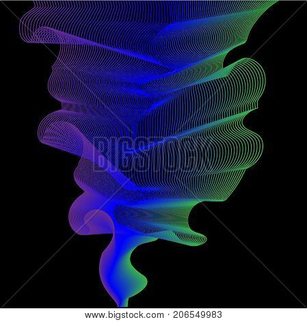set abstract color wave smoke transparent smooth vector lines