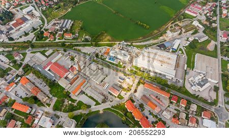 Top view of buildings. Town of Kocevje, Slovenia