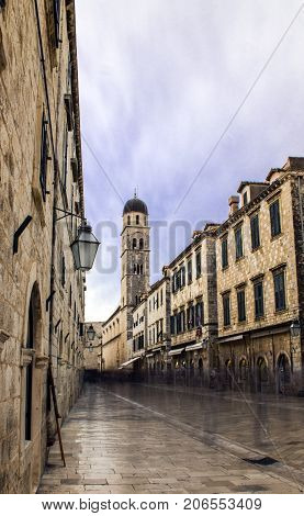 DUBROVNIK, CROATIA - OCTOBER 26: Old town in autumn time just before storm on October 26, 2016 in Dubrovnik, Croatia