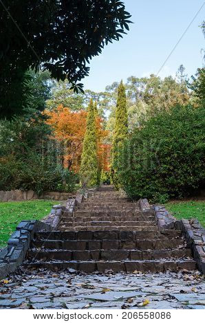 Steps at Maroondah Reservoir in the Yarra Valley in Australia.
