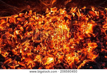 abstract background of burning coals . Photo of an abstract texture
