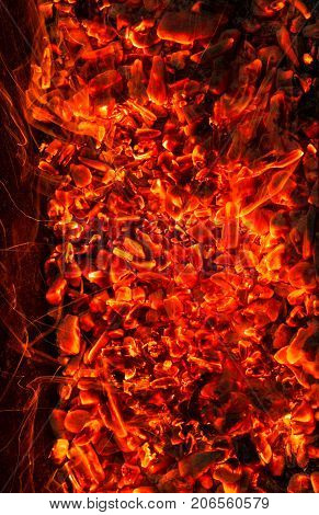 abstract background of burning coals . Photo of an abstract texture