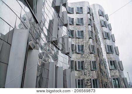 Dsseldorf Gehry Bauten on Overcast Gray Cloudy Quiet Morning 2015