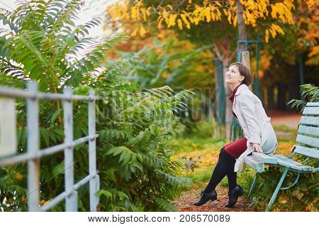 Woman In Paris On A Bright Fall Day