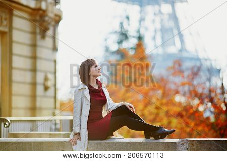 Woman In Paris On A Bright Fall Day