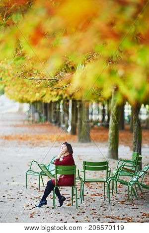 Woman In Paris On A Bright Fall Day