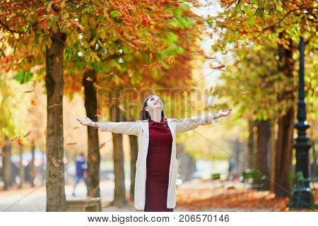Woman In Paris On A Bright Fall Day
