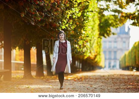 Woman In Paris On A Bright Fall Day