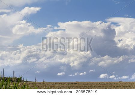 picture of a clouded sky in rural agricultural ambiance