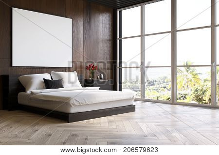 Dark Wooden Bedroom With A Poster, Side