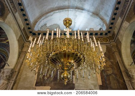 BURGAS BULGARIA - AUGUST 20 2017: Interior of the Church of Saints Cyril and Methodius in Burgas.